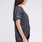 Ribbed Raglan Dolman Sleeve Boat-Neck Top