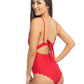 RED SCALLOP ONE PIECE SWIMSUIT