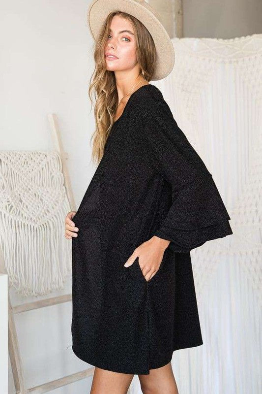 Glitter bell sleeve kimono style cardigan PLUS