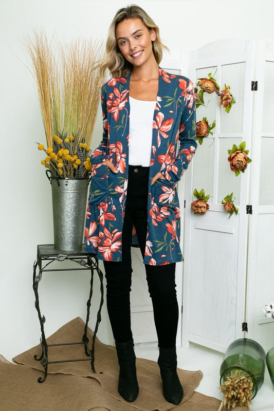 FLORAL LONG SLEEVE CARDIGAN