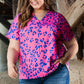 Women Leopard Print Plus Size V Neck Blouse