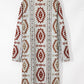 Brown Western Aztec Printed Open Front Long Cardigan