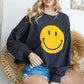 SMILEY FACE LONG SLEEVE CROP TOP