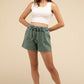 Acid Wash Fleece Drawstring Shorts with Pockets