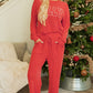 Fiery Red JOLLY Corded Long Sleeve Top and Pockets Pants Set