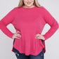 Plus Melange Baby Waffle Long Sleeve Top