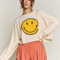 SMILEY FACE LONG SLEEVE CROP TOP