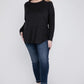 Plus Melange Baby Waffle Long Sleeve Top