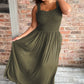 Jungle Green Shirred Bust Sleeveless Plus Size Maxi Dress