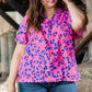 Women Leopard Print Plus Size V Neck Blouse