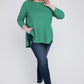 Plus Melange Baby Waffle Long Sleeve Top