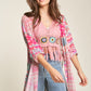 Mesh Print Mix Matched Button Front Cover Up