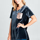 VELVET SEQUINCE POCKET BOXY TOP