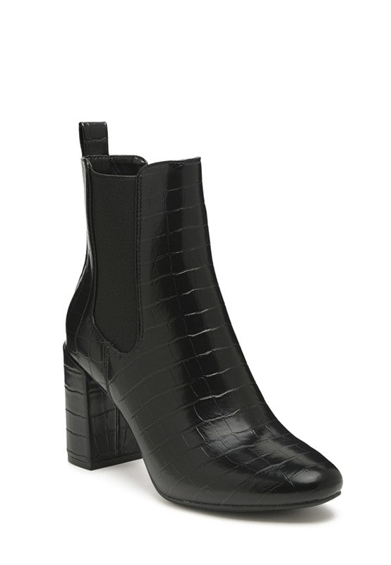 Babbel Faux Leather Block Heel Ankle Boots