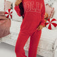 Fiery Red JOLLY Corded Long Sleeve Top and Pockets Pants Set